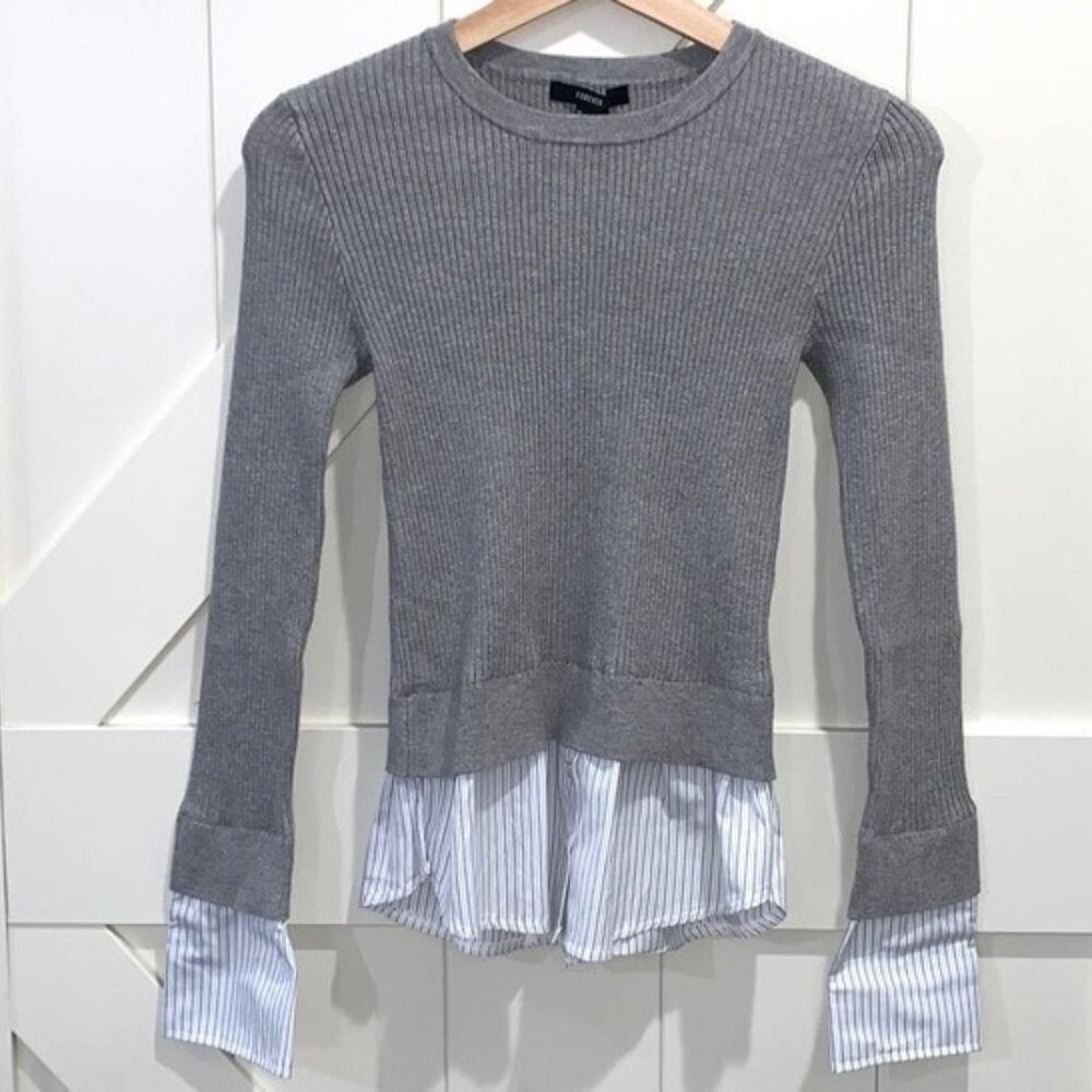 Forever 21 Sweater with Faux Shirt Underneath SZ S